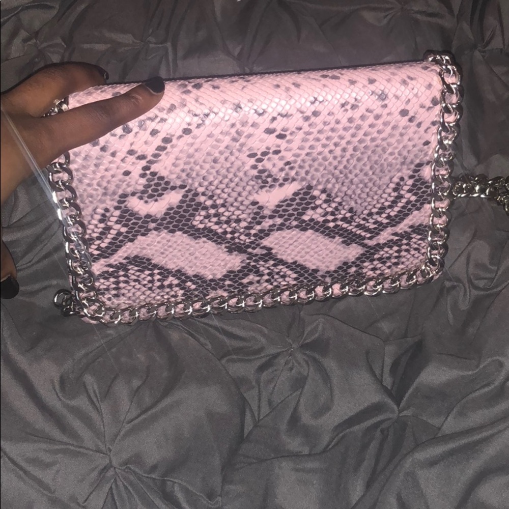 Pink Snakeskin Shoulder Bag/Clutch